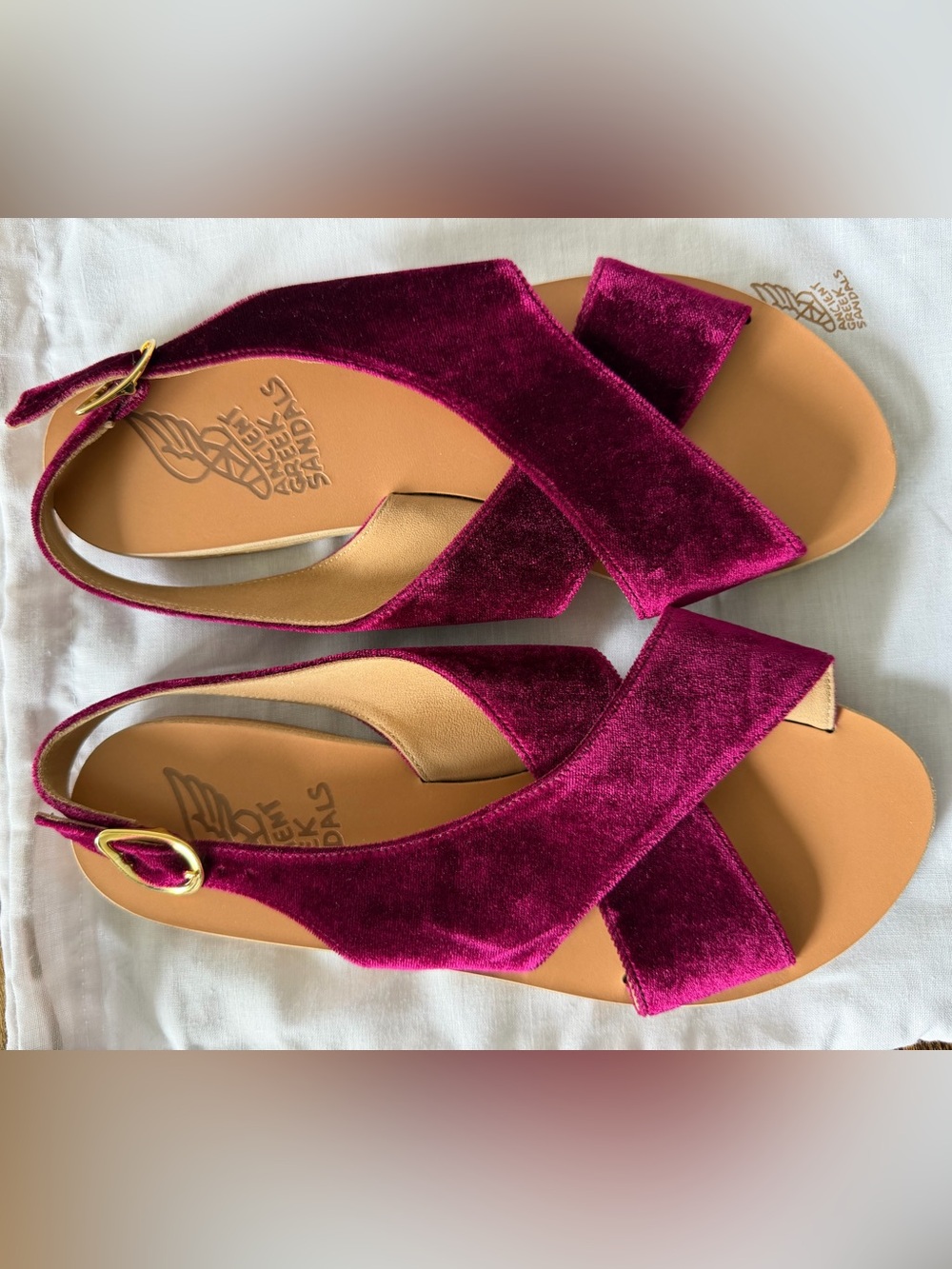 Ancient Greek Sandals Women’s Wine Velvet Crisscross Slingbacks